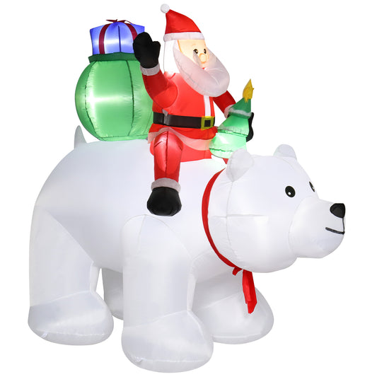 6ft 15W 7pcs LED Lights Santa Claus Rides Polar Bear Garden Santa Claus Decoration 6cc08b-1a