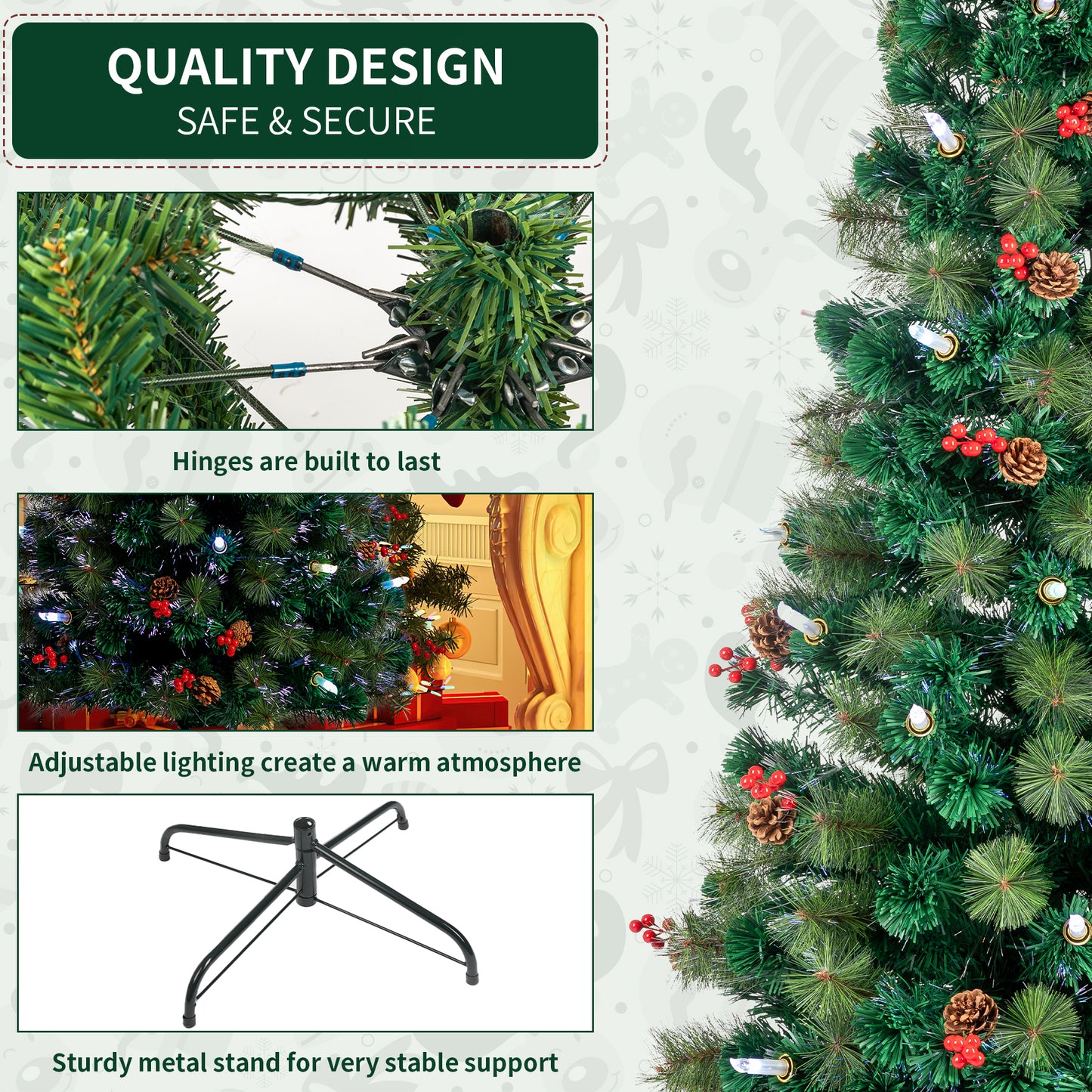 7.5ft Pre-Lit Fiber Optical Christmas Tree with Colorful Lights and 300 Branch Tips 6cc08b-1a