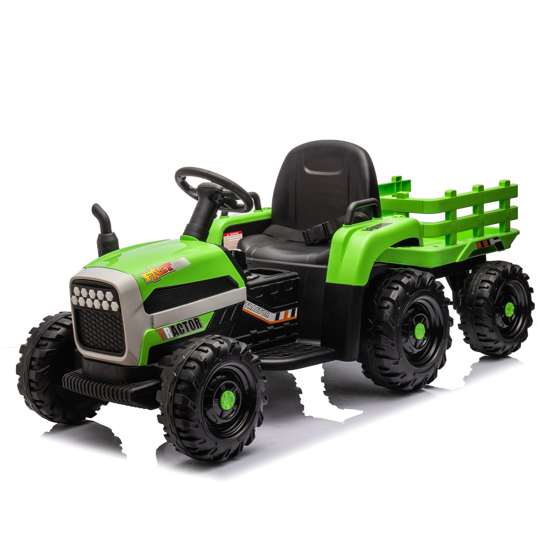 Ride on Tractor with Trailer,12V Battery Powered Electric Tractor Toy w/Remote Control,electric car for kids,Three speed adjustable,Power display, USB,MP3 ,Bluetooth,LED light,Two-point safety belt 6cc08b-1a