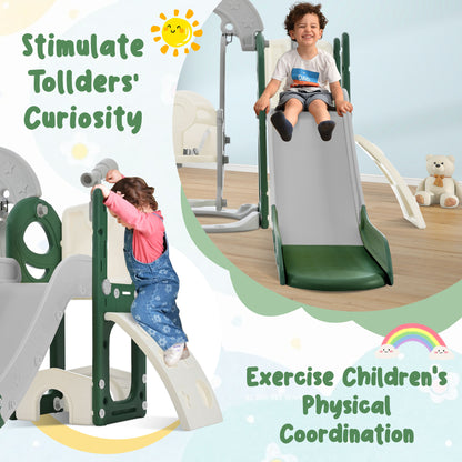 Toddler Slide and Swing Set 5 in 1, Kids Playground Climber Slide Playset with Telescope,  Combination for Babies Indoor & Outdoor 6cc08b-1a