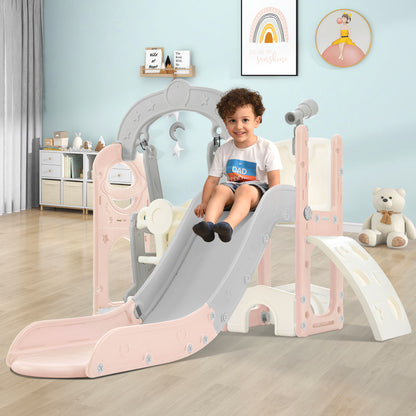 Toddler Slide and Swing Set 5 in 1, Kids Playground Climber Slide Playset with Telescope,  Combination for Babies Indoor & Outdoor 6cc08b-1a