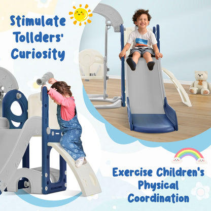 Toddler Slide and Swing Set 5 in 1, Kids Playground Climber Slide Playset with Telescope,  Combination for Babies Indoor & Outdoor 6cc08b-1a