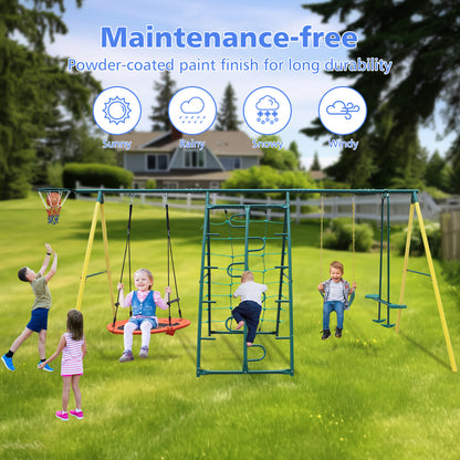 Indoor/Outdoor Metal Swing Set with Safety Belt for Backyard 6cc08b-1a