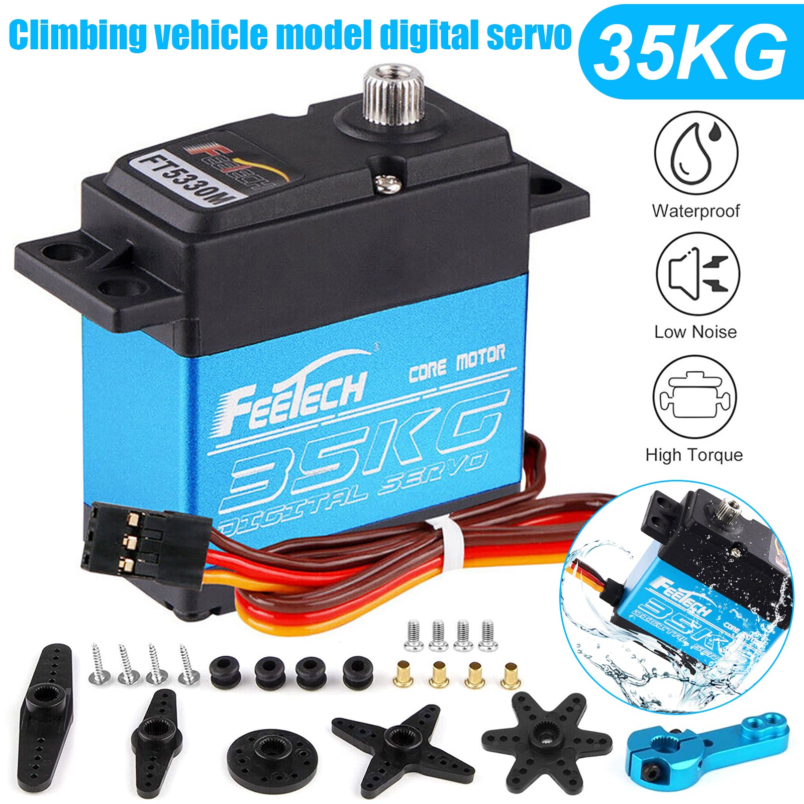 Waterproof 35kg Full Metal Gear Digital Servo HIGH TORQUE & SPEED RC Car Servo 6cc08b-1a