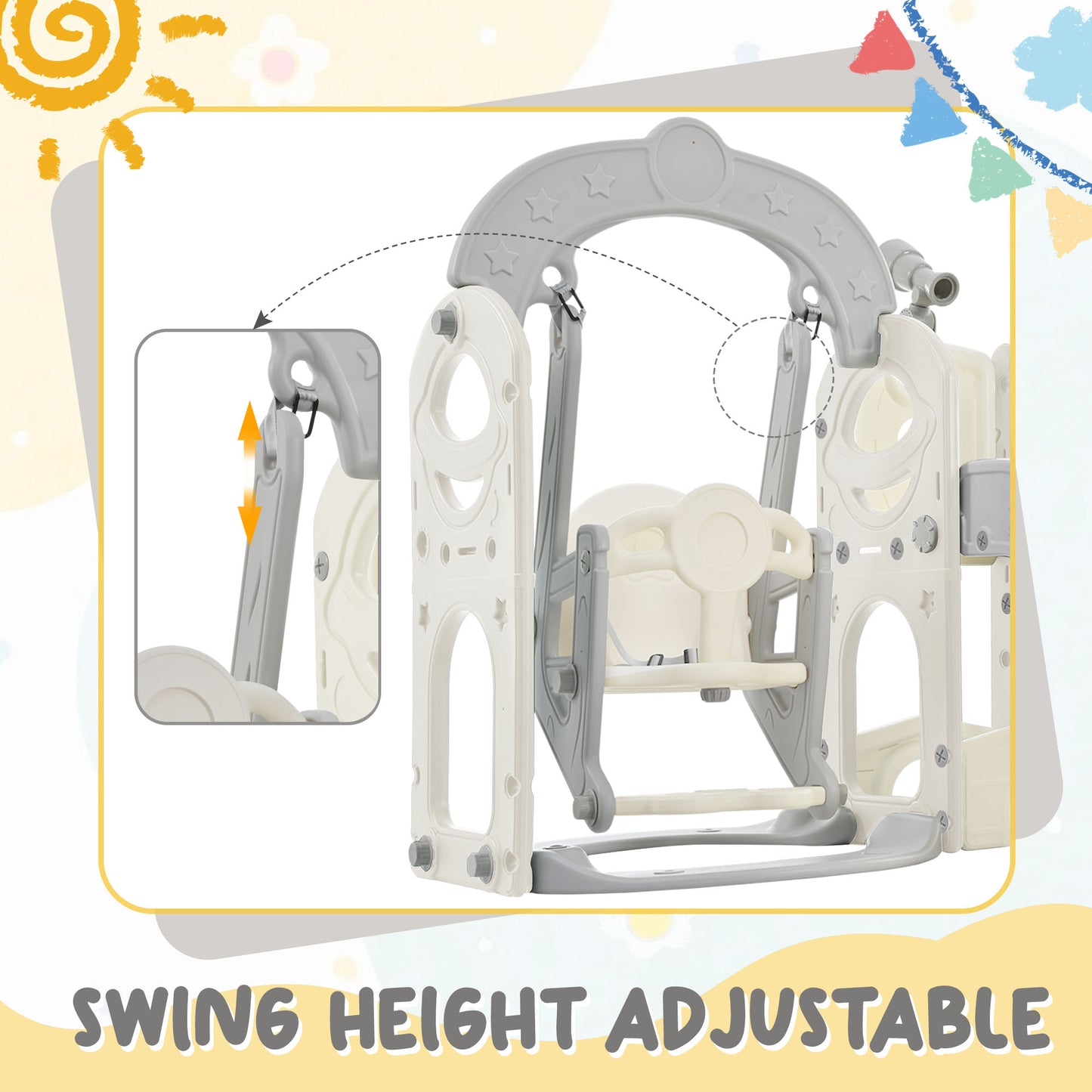 Toddler Slide and Swing Set 5 in 1, Kids Playground Climber Slide Playset with Telescope,  Combination for Babies Indoor & Outdoor 6cc08b-1a