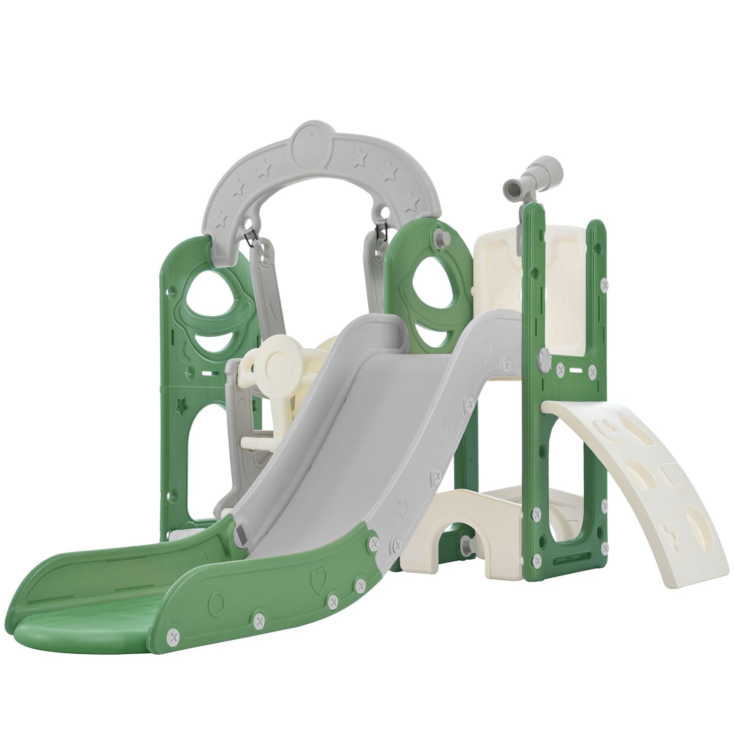 Toddler Slide and Swing Set 5 in 1, Kids Playground Climber Slide Playset with Telescope,  Combination for Babies Indoor & Outdoor 6cc08b-1a