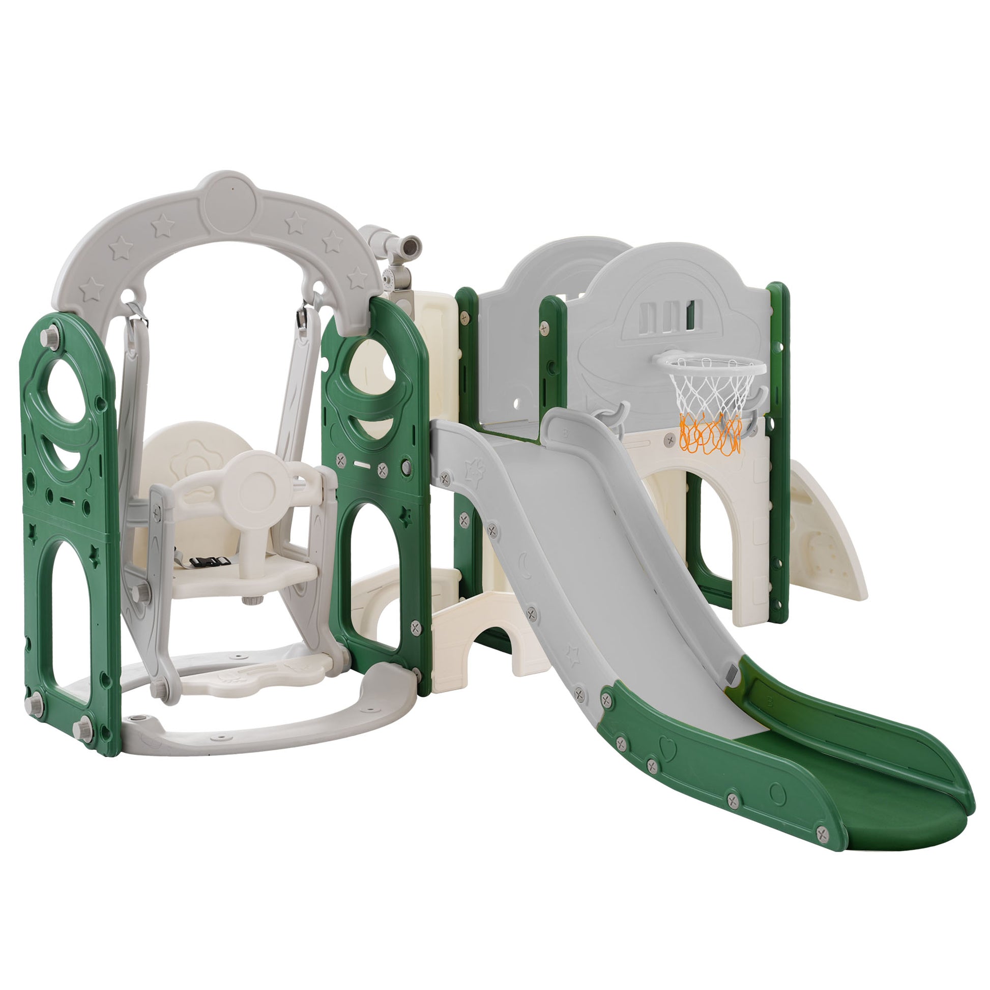 Toddler Slide and Swing Set 8 in 1, Kids Playground Climber Slide Playset with Basketball Hoop  Combination for Babies Indoor & Outdoor 6cc08b-1a