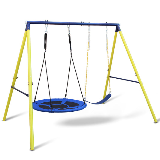 Indoor/Outdoor Metal Swing Set with Safety Belt for Backyard 6cc08b-1a