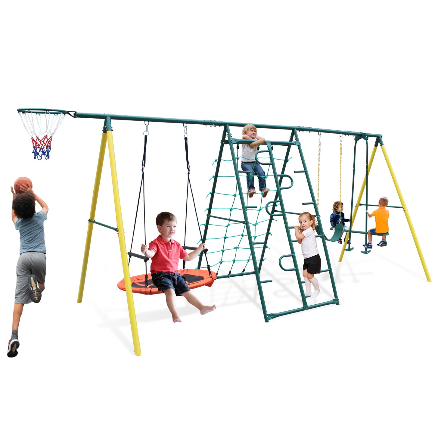 Indoor/Outdoor Metal Swing Set with Safety Belt for Backyard 6cc08b-1a