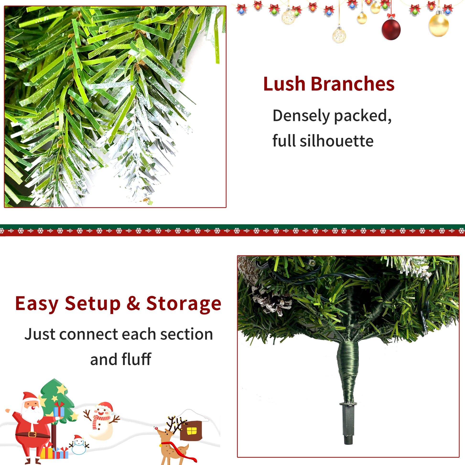 Pre-lit Xmas Tree Artificial Christmas 4-Piece Set,Garland, Wreath and Set of 2 Entrance Trees X-mas with LED Lights, Christmas Tree 6cc08b-1a