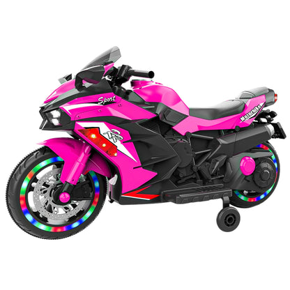 12V Pink Electric Ride-On Motorcycle for Kids with Light-Up Wheels & Bluetooth Music – Fun, Vibrant, and Adventure-Ready! 6cc08b-1a