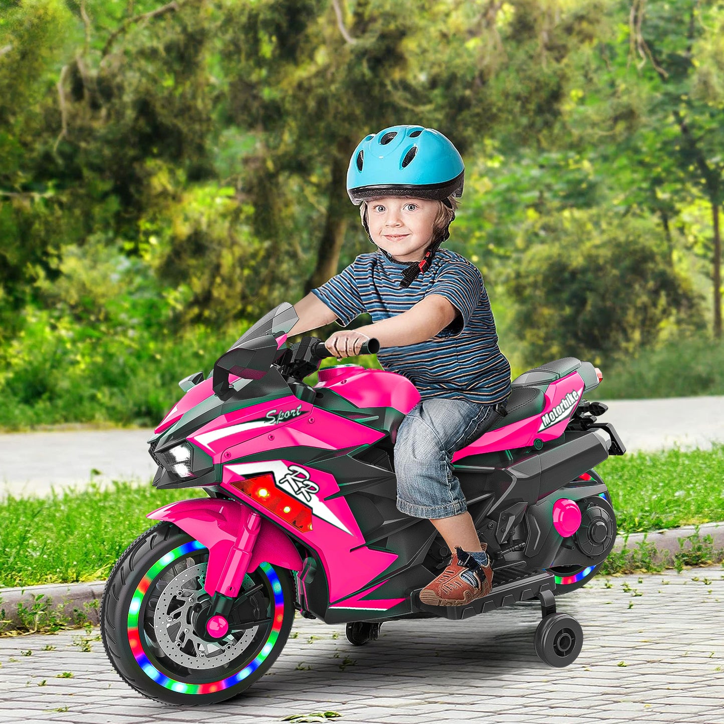 12V Pink Electric Ride-On Motorcycle for Kids with Light-Up Wheels & Bluetooth Music – Fun, Vibrant, and Adventure-Ready! 6cc08b-1a