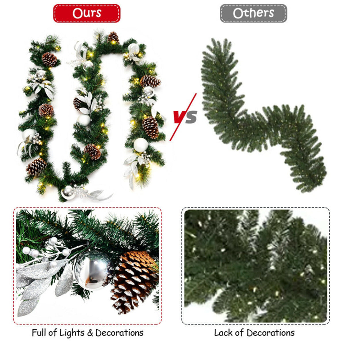 9 Feet Christmas Garland with LED Lights 6cc08b-1a