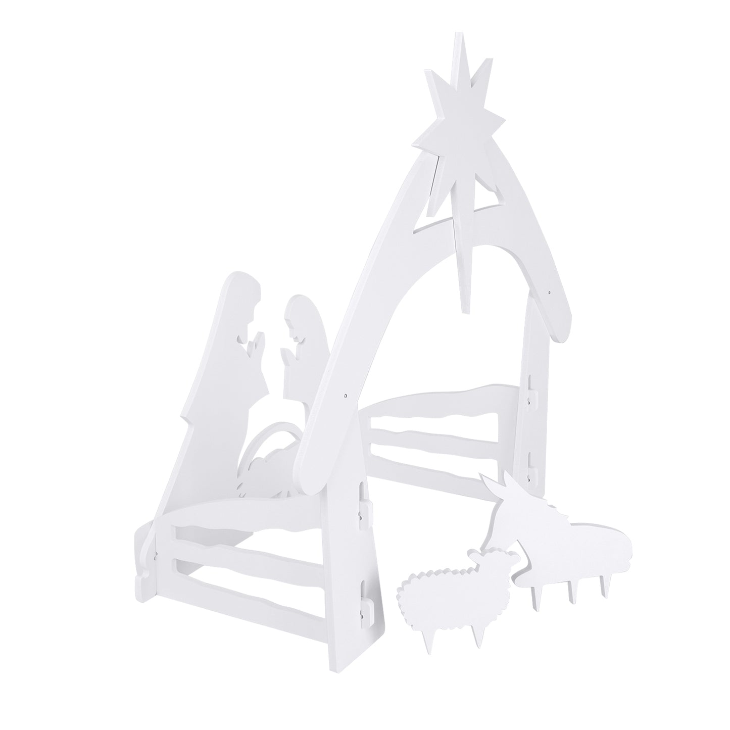 116*53*118cm PVC Nativity Garden Jesus Decoration White 6cc08b-1a