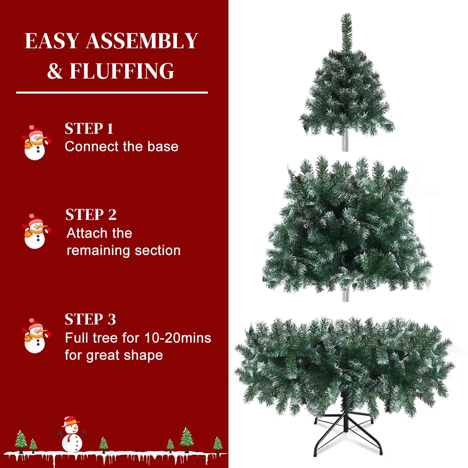 6FT Iron Leg White PVC 812 Branches Christmas Tree 6cc08b-1a