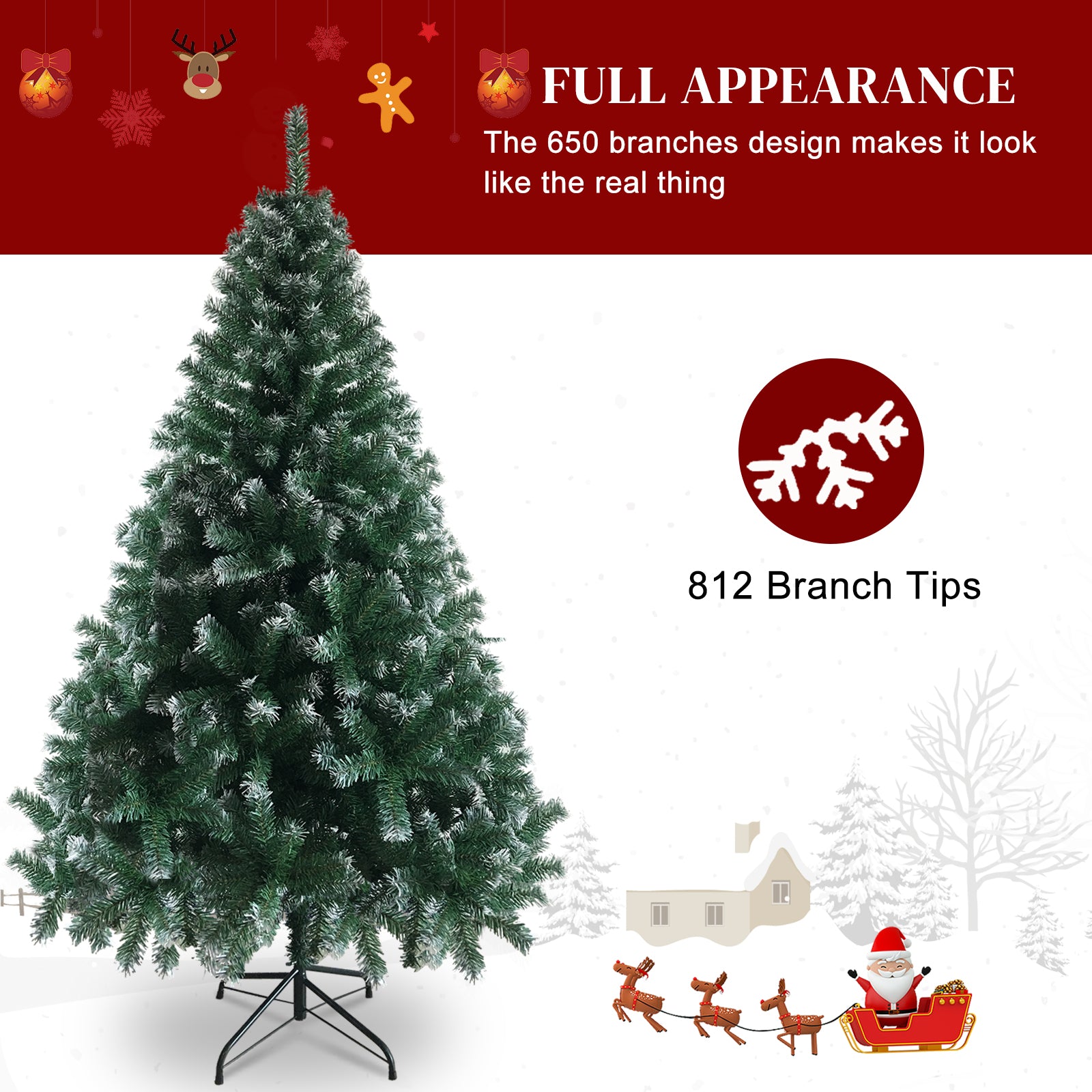 6FT Iron Leg White PVC 812 Branches Christmas Tree 6cc08b-1a