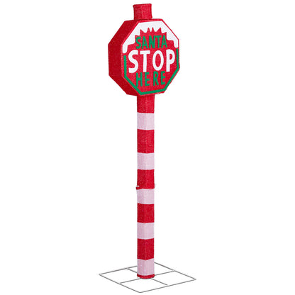 Lighted STOP Sign Christmas Yard Decorations, Pre-lit Road Sign SANTA STOP HERE with 70 LED White Lights and Stakes for Xmas Outdoor Holiday Indoor Decor Lighted Holiday Displays 6cc08b-1a