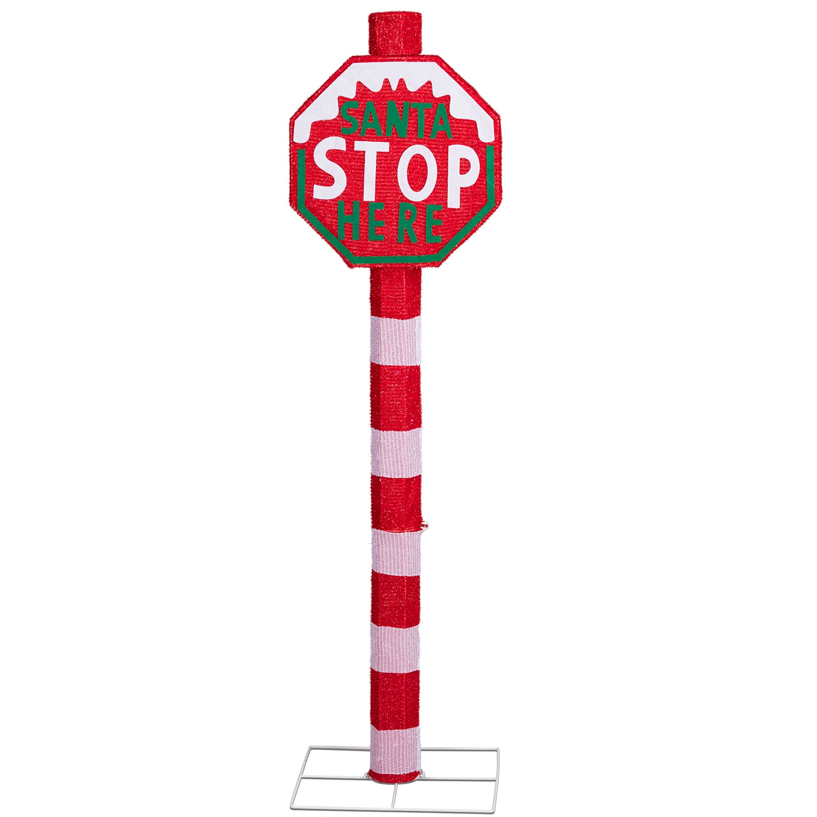 Lighted STOP Sign Christmas Yard Decorations, Pre-lit Road Sign SANTA STOP HERE with 70 LED White Lights and Stakes for Xmas Outdoor Holiday Indoor Decor Lighted Holiday Displays 6cc08b-1a