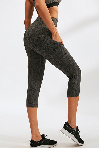 Slim Fit Wide Waistband Active Leggings with Pockets Trendsi