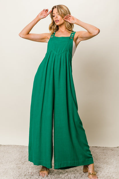 BiBi Texture Sleeveless Wide Leg Jumpsuit Trendsi