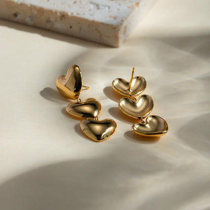 Stainless Steel Heart Earrings Gold-plated Stainless Steel Earrings