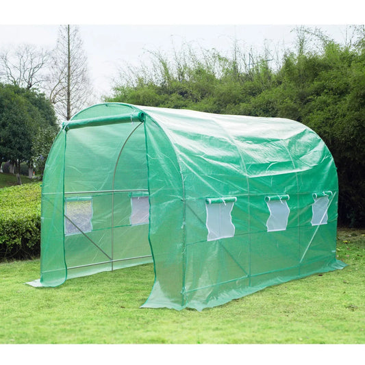 Outsunny 11.5 x 6.7x 6.7ft Walk-in Tunnel Greenhouse Dome Gardening Taupe Shadow