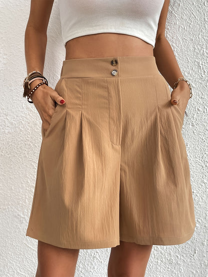 Pocketed Half Elastic Waist Shorts Trendsi