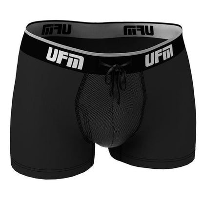 UFM Trunk 3" - Bamboo REG Support adjustable pouch men's underwear in black, featuring a breathable mesh and supportive design.