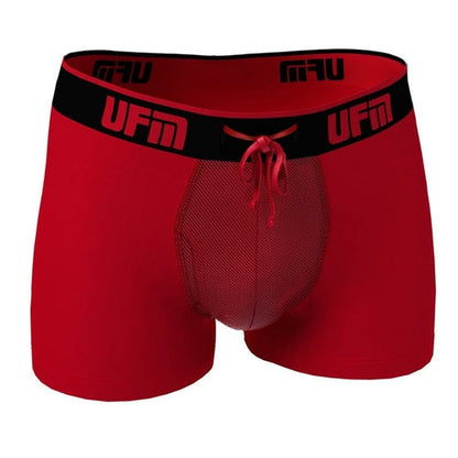 UFM Men's Trunk 3" Bamboo REG Support adjustable pouch underwear in red.