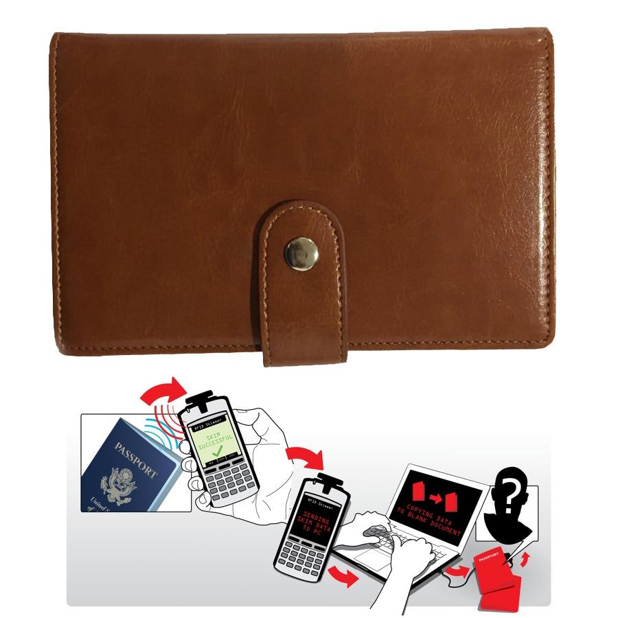 Passport Wallet with RFID Safe Lock Salmon Lucky