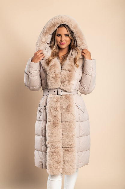 Padded winter jacket with faux fur, beige Scarlet Chaos