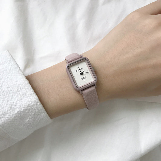 Ladies Mini Square Belt Quartz Watch Maroon Asteria