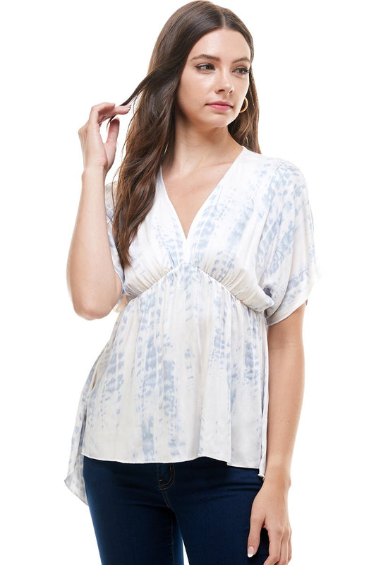 Flowy V-Neck Top with Relaxed Fit Indigo Arrowwood