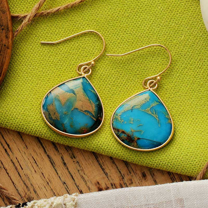 18K Gold-Plated Natural Stone Earrings Gold-Plated Jewelry