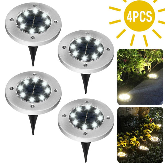 4/8 LEDs Solar Powered Buried Light Outdoor Pathway Garden Decking Pink Iolaus