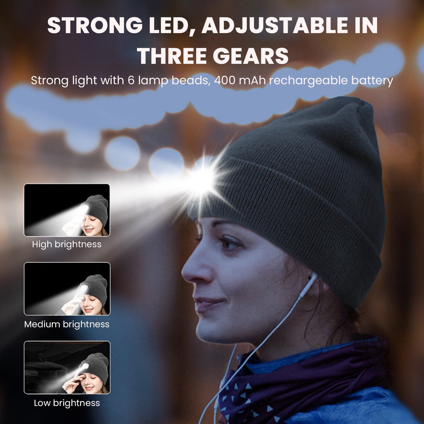 Knit Beanie Hat with Lights for Men & Women, Winter Outdoor LED Pink Iolaus