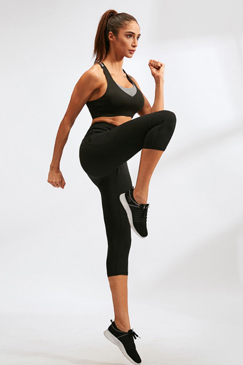 Slim Fit Wide Waistband Active Leggings with Pockets Trendsi