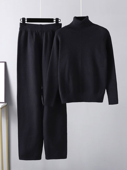 Basic Bae Turtleneck Raglan Sleeve Top and Pants Sweater Set Trendsi