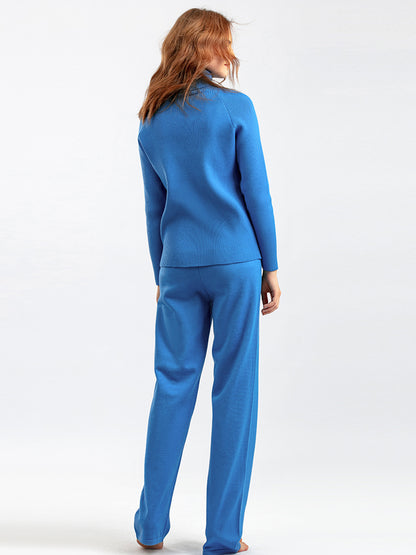 Basic Bae Turtleneck Raglan Sleeve Top and Pants Sweater Set Trendsi