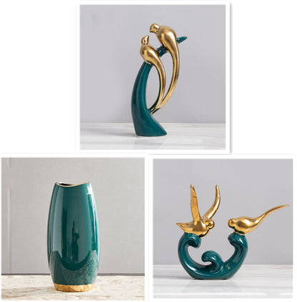 Green Ceramic Vase Copper Pallas