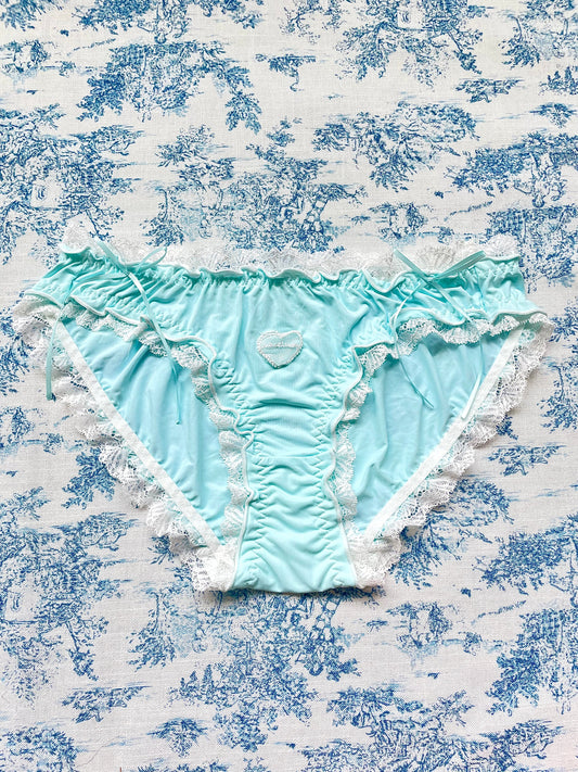 Blue & White Lace Trim Panty Salmon Misty