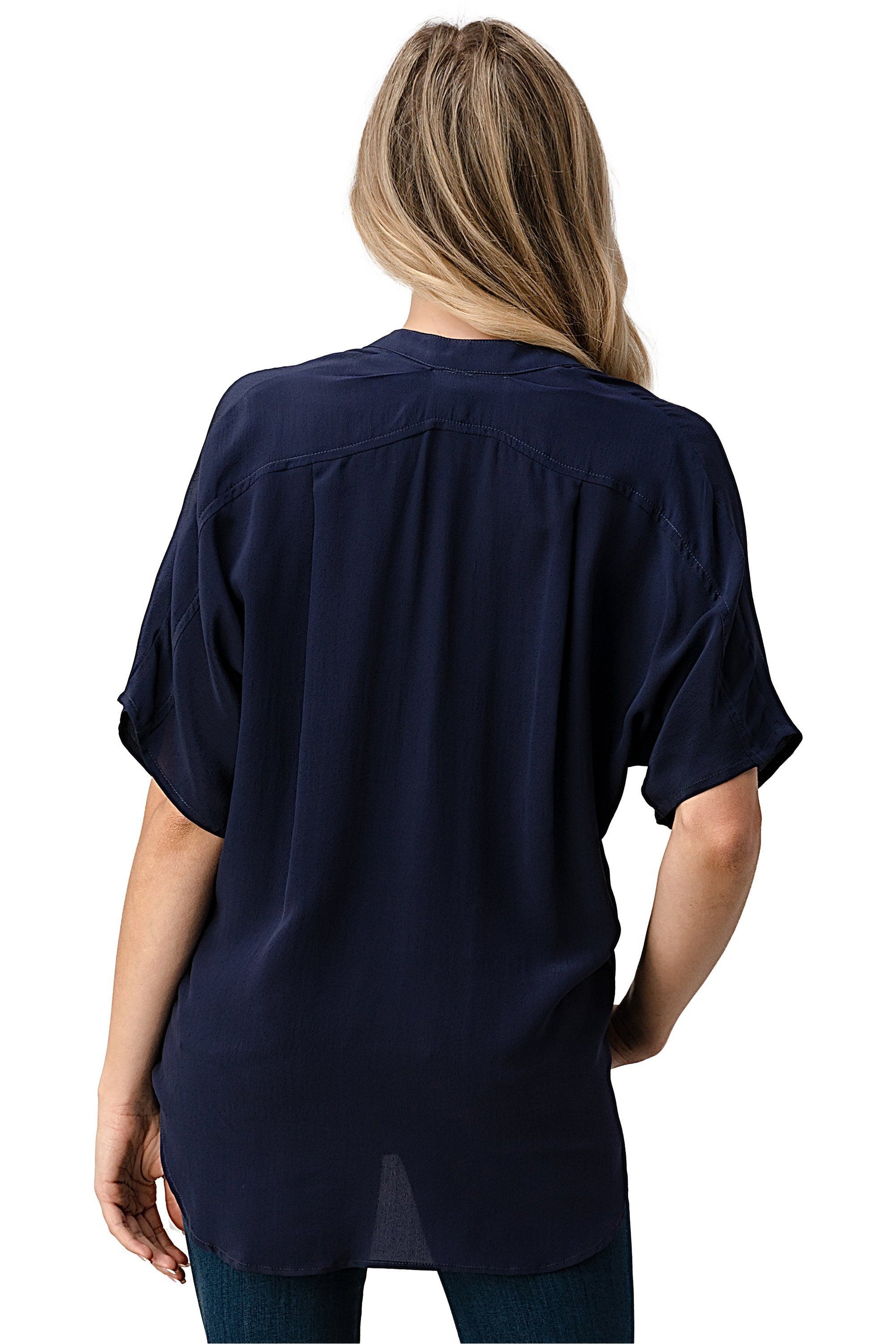 Effortless Dark Grey Oversized Button-Up Blouse for Women Indigo Arrowwood