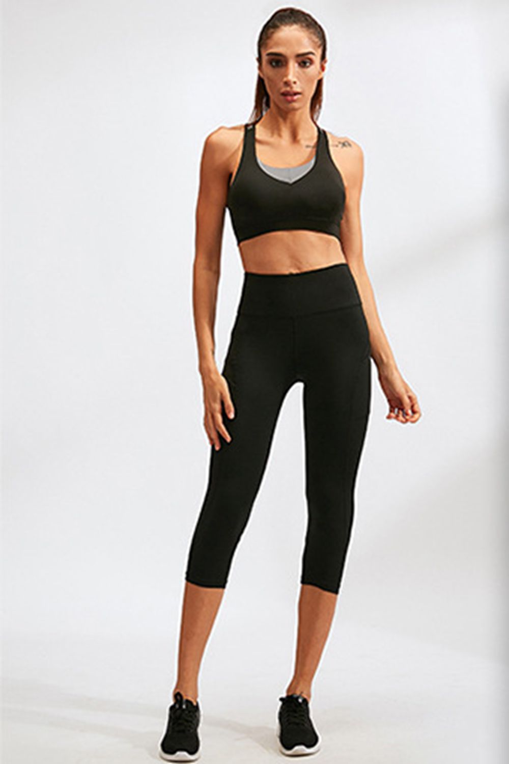 Slim Fit Wide Waistband Active Leggings with Pockets Trendsi