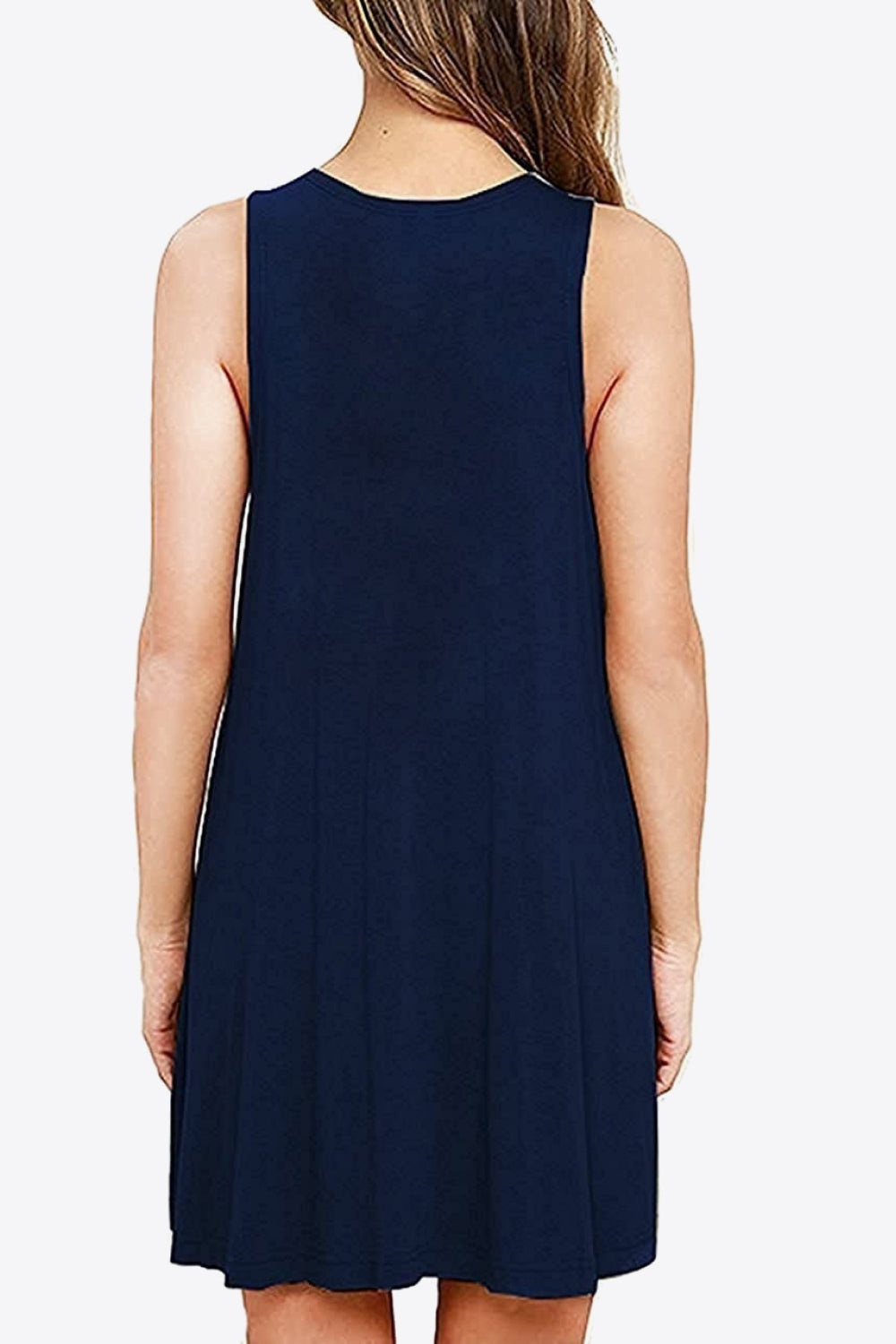 Full Size Round Neck Sleeveless Dress with Pockets Trendsi