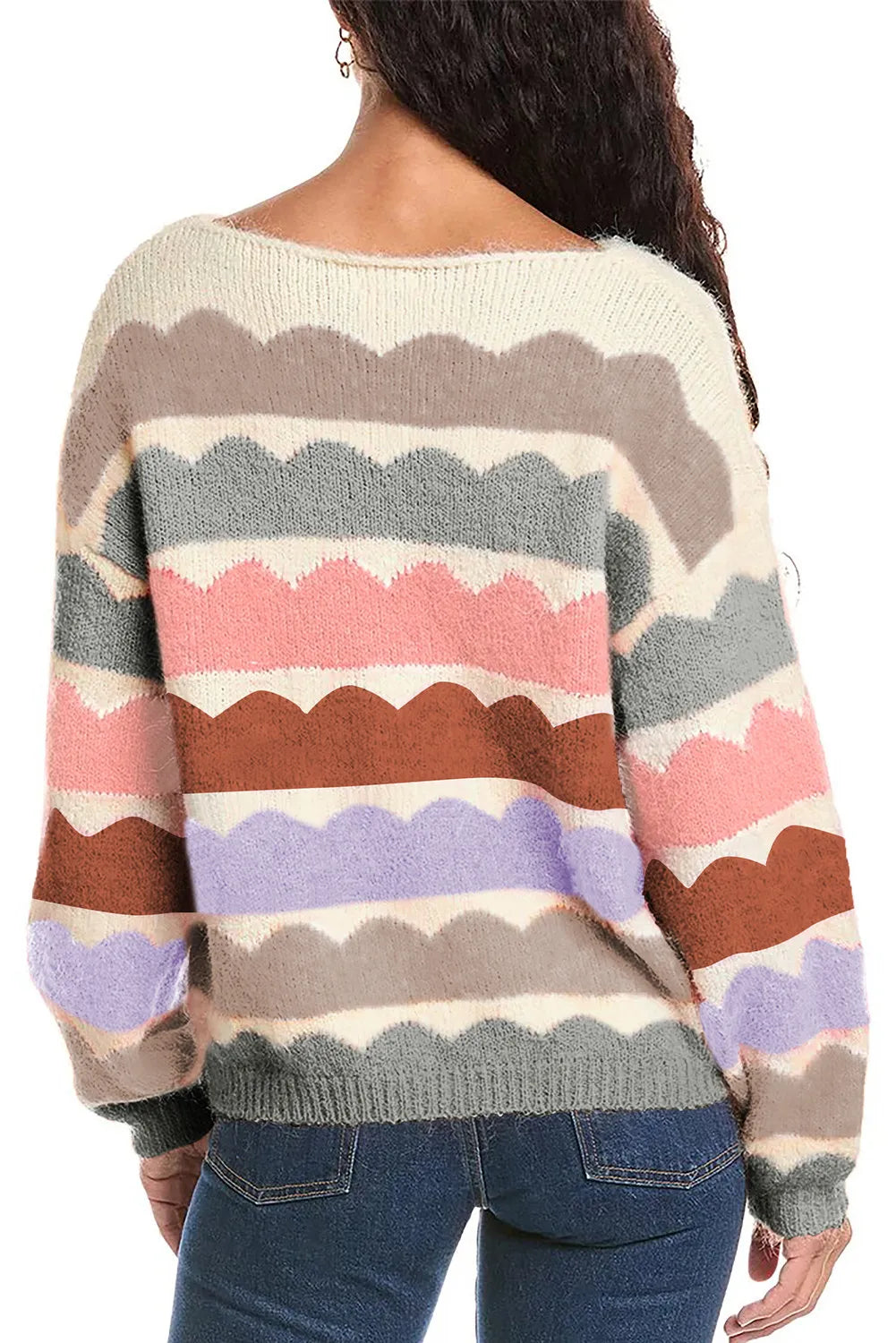 Boat Neck Long Sleeve Sweater Trendsi