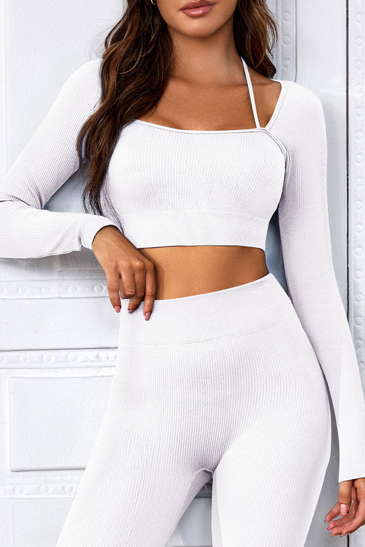 Long Sleeve Cropped Sports Top Trendsi