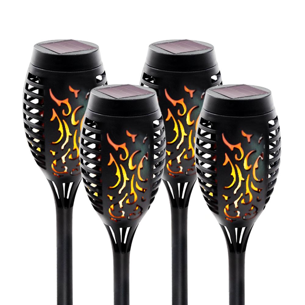 4 Pack Solar Lights Outdoor Solar 12 Led Torch Flickering Flame Lights Pink Iolaus