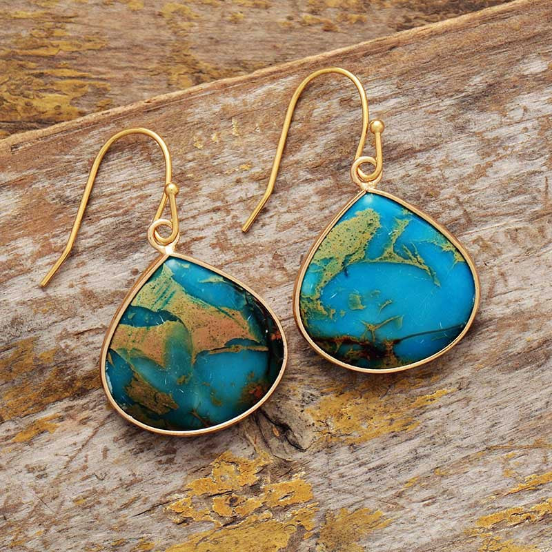 18K Gold-Plated Natural Stone Earrings Gold-Plated Jewelry