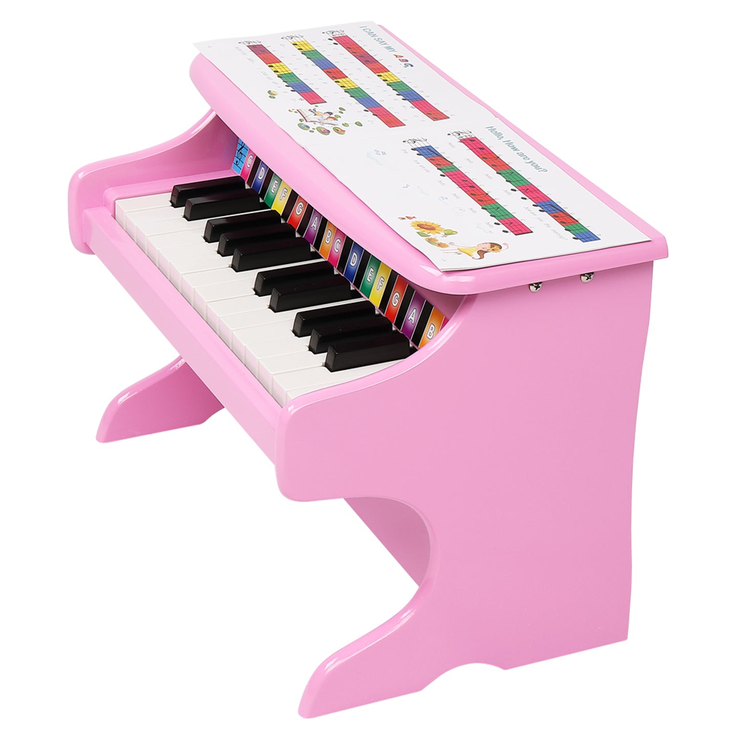 Wooden Toys: 25-key Children's Wooden Piano / Vertical (without Chair) Mechanical Sound Quality Pink 6cc08b-1a