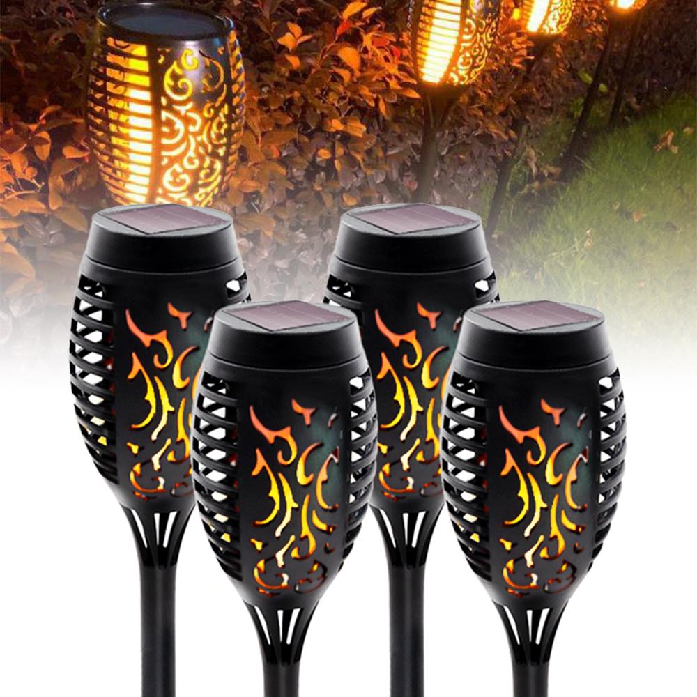 4 Pack Solar Lights Outdoor Solar 12 Led Torch Flickering Flame Lights Pink Iolaus